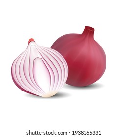 Red Onion 3D Vector Design Isolated On White Background. 