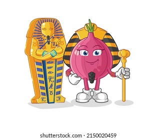 The Red Onion Ancient Egypt Cartoon. Cartoon Mascot Vector