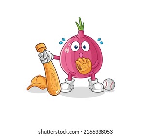 the red onion baseball Catcher cartoon. cartoon mascot vector