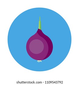 red onion bulb flat icon isolated on blue background. Simple red onion symbol in flat style, vector illustration for web and mobile design.