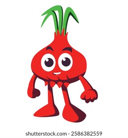 red onion cartoon character standing up