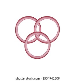 Red onion chopped rings. Vector illustration isolated on white background