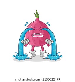 the red onion crying illustration. character vector
