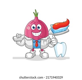 the red onion dentist illustration. character vector