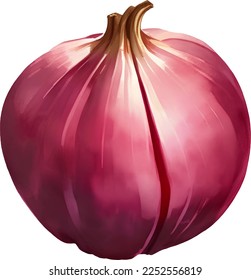 Red Onion Detailed Hand Drawn Illustration Vector Isolated