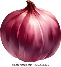 Red Onion Detailed Hand Drawn Illustration Vector Isolated