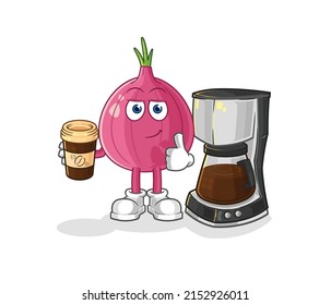 la ilustración de café con cebolla roja. vector de caracteres