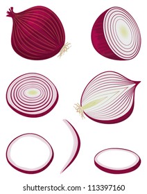 Red onion, entire, halved and sliced