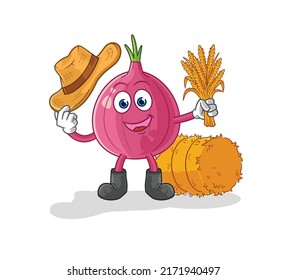 the red onion farmer mascot. cartoon vector