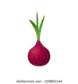 Red onion flat style icon isolated on white background
