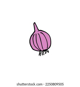 Red Onion, freehand drawn illustration Icon