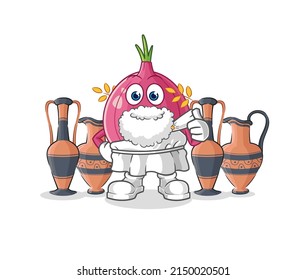 the red onion with greek clothing. cartoon mascot vector