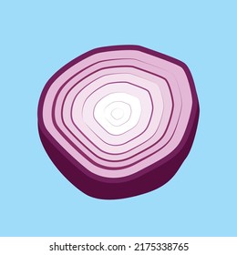 Red onion, half onion, illustration