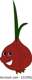 Red onion, illustration, vector on white background.