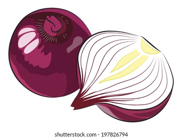 Red Onion isolated on white