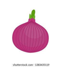 Red Onion isolated. vegetable Cartoon style vector illustration