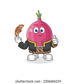 the red onion Javanese character. cartoon mascot vector