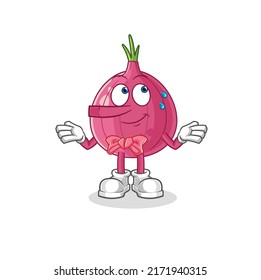 the red onion lie like Pinocchio character. cartoon mascot vector