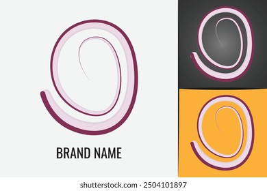 Red Onion logo. Fresh vegetable onion logotype. Sliced onions logo