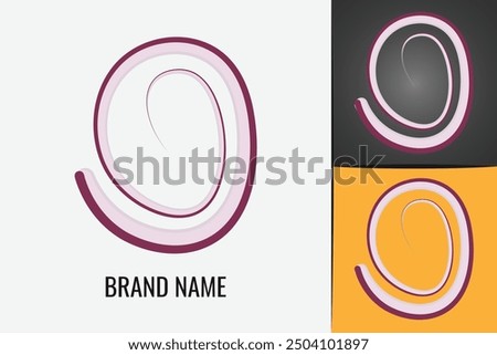Red Onion logo. Fresh vegetable onion logotype. Sliced onions logo