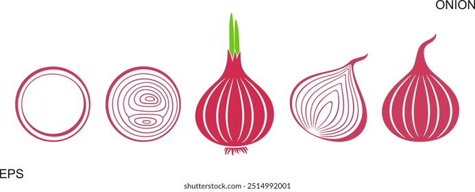 Red onion logo. Isolated red onion on white background