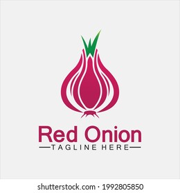 Red onion logo vector icon illustration design template