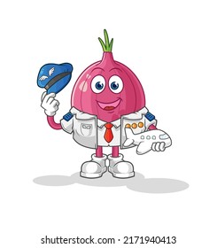 the red onion pilot mascot. cartoon vector