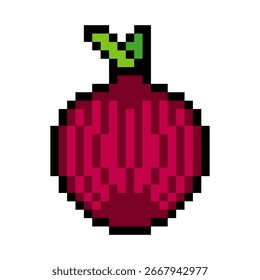 Cebola vermelha com arte pixel isolada no fundo branco
