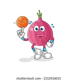 the red onion playing basket ball mascot. cartoon vector