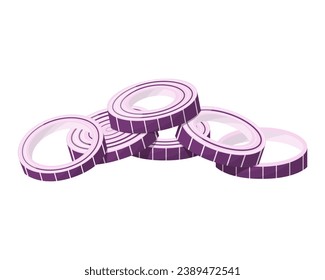 Red onion rings. Isolated vector illustration on a white background