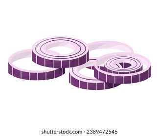 Red onion rings. Isolated vector illustration on a white background