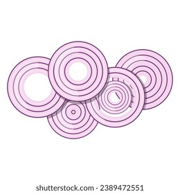 Red onion rings. Isolated vector illustration on a white background