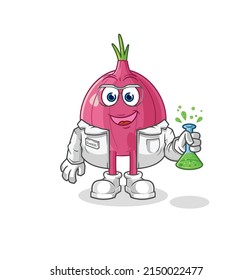 the red onion scientist character. cartoon mascot vector