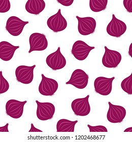 Red Onion Seamless Pattern Background Vector Design
