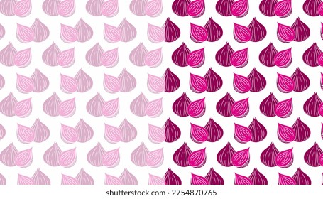 Red Onion Seamless Pattern. Fresh Vegetable Slice Illustration. Hand Drawn Culinary Ingredient. Repeating Kitchen Food Background.