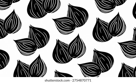 Red Onion Seamless Pattern. Fresh Vegetable Slice Illustration. Hand Drawn Culinary Ingredient. Repeating Kitchen Food Background.