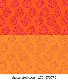 Red Onion Seamless Pattern. Fresh Vegetable Slice Illustration. Hand Drawn Culinary Ingredient. Repeating Kitchen Food Background.