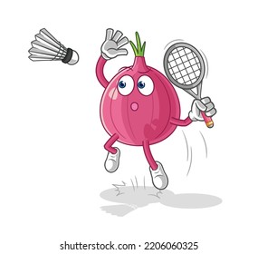 the red onion smash at badminton cartoon. cartoon mascot vector