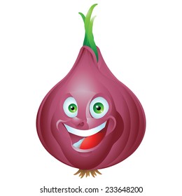 Red Onion smiling face expression cartoon character