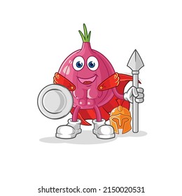 the red onion spartan character. cartoon mascot vector