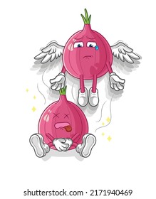 the red onion spirit leaves the body mascot. cartoon vector