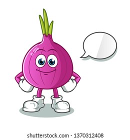 Red onion talking mascot vector cartoon art illustration