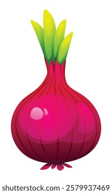 Red onion vector cartoon illustration isolated on white background