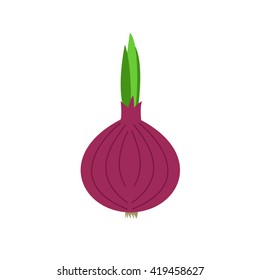 Red Onion vector illustration. Red bulb onion on a white background. Salad ingredient. Healthy vegetable.