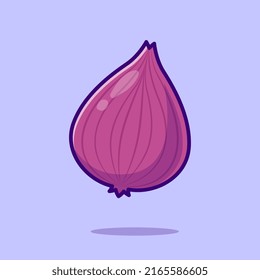Red Onion Vegetable Cartoon Vector Icon Illustration. Food Nature Icon Concept Isolated Premium Vector. Flat Cartoon Style