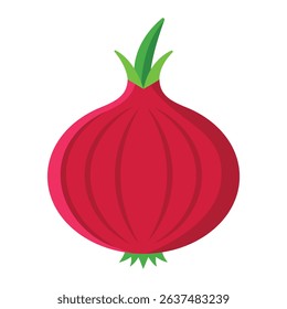 Red Onion Vegetable with Green Top vector illustration PNG