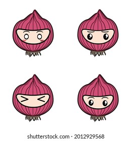 Red Onion Vegetable Mixed Expression Mask kind of colours which has a different expressions