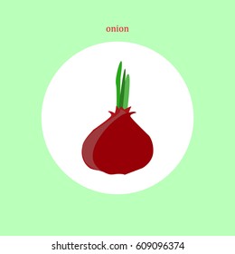 Red onion, vegetables. Icon, logo, symbol.