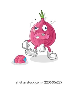 el carácter zombie de la cebolla roja.vector mascot