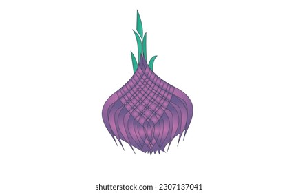 Cebolla roja.Ilustración vectorial aislada en un fondo blanco para el diseño y la web.
